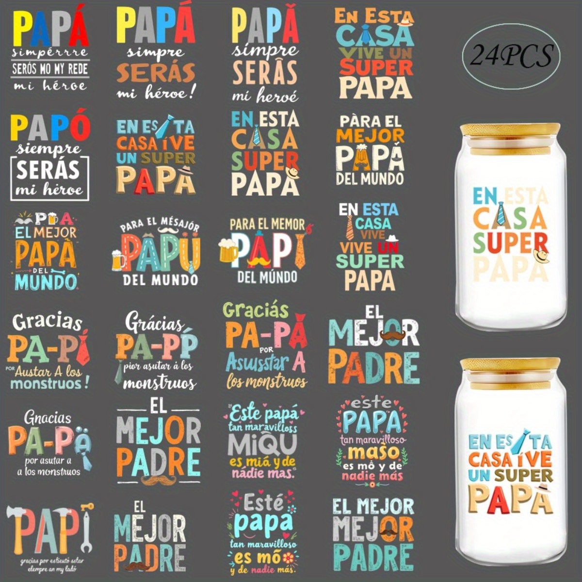 Rdta Tank Glass - 24Pcs/Set Father's Day Quotes Spanish DIY