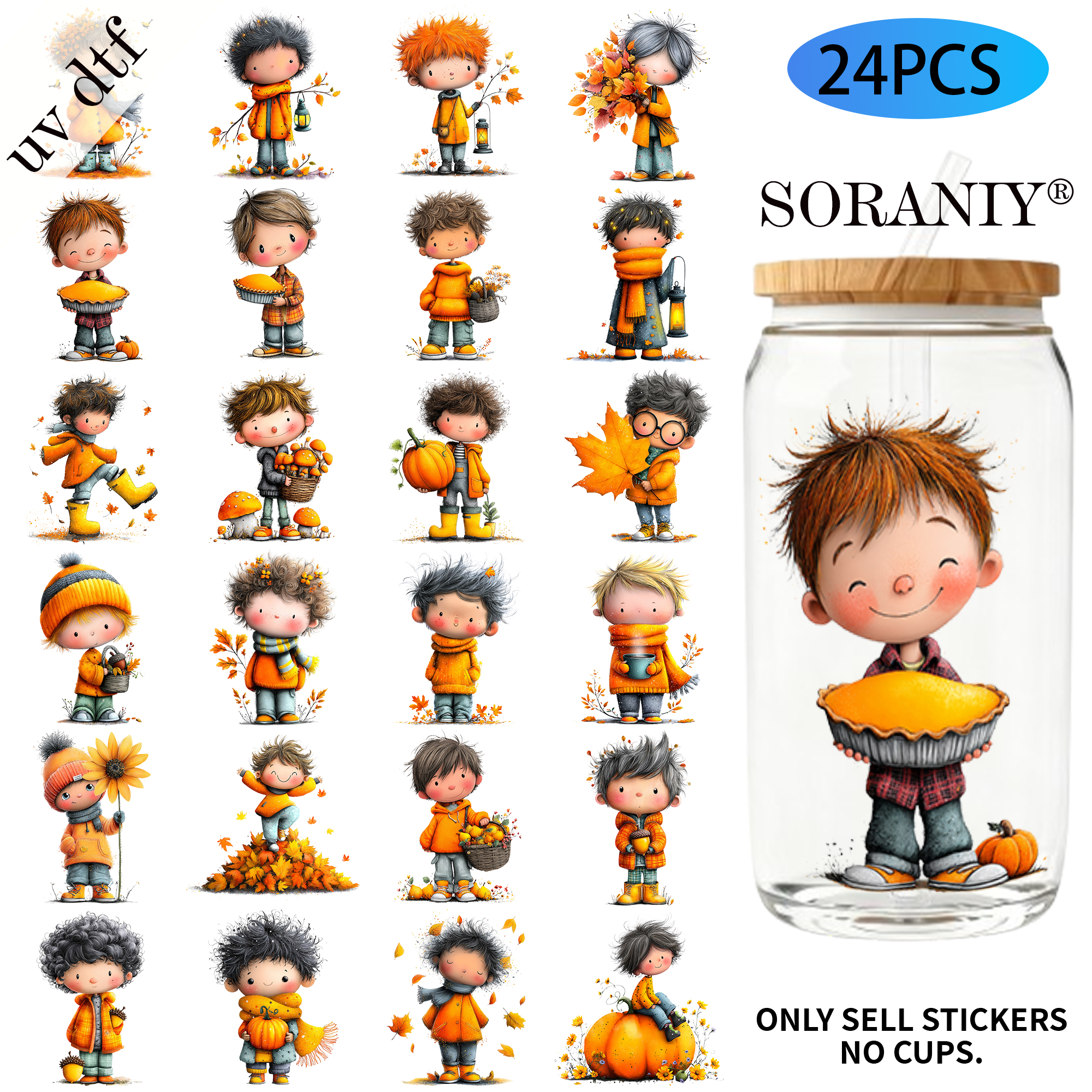 Rdta Tank Glass - 24PCS/Set Whimsical Autumn Boy Seal Themed
