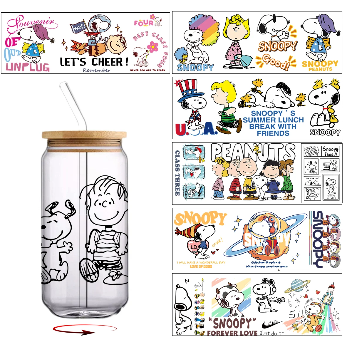 30*10cm Snoopy Series UV DTF C - Rdta Tank Glass ulasan dan harga