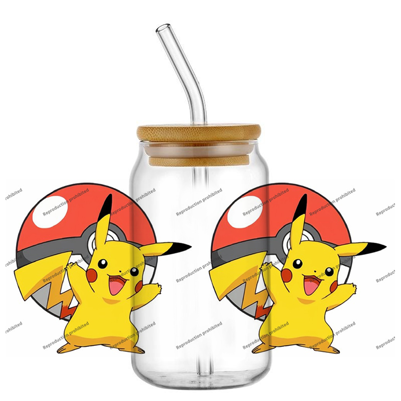 Pokemon pattern UV DTF cup wra - Rdta Tank Glass ulasan dan harga