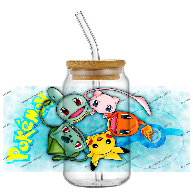 Pokemon pattern UV DTF cup wra - Rdta Tank Glass ulasan dan harga