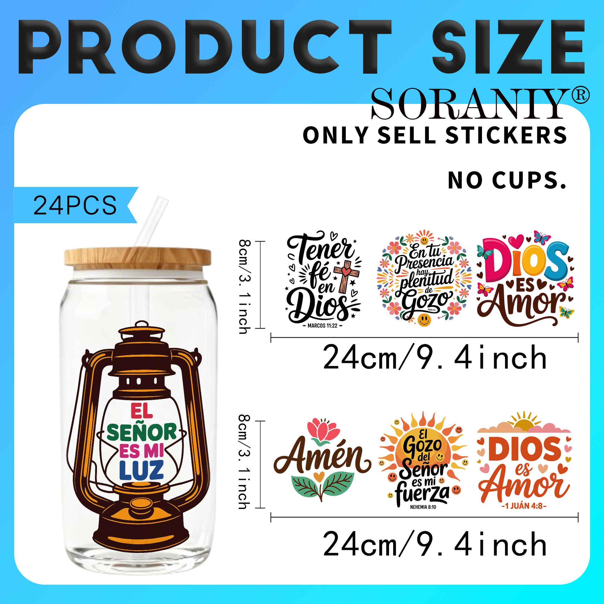 24PCS/Set Spanish Bible Verse  - Rdta Tank Glass ulasan dan harga