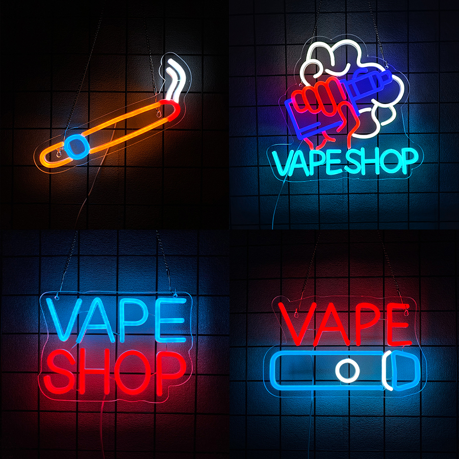 Smoke Series Neon Sign For Wal - Vaping Store ulasan dan harga