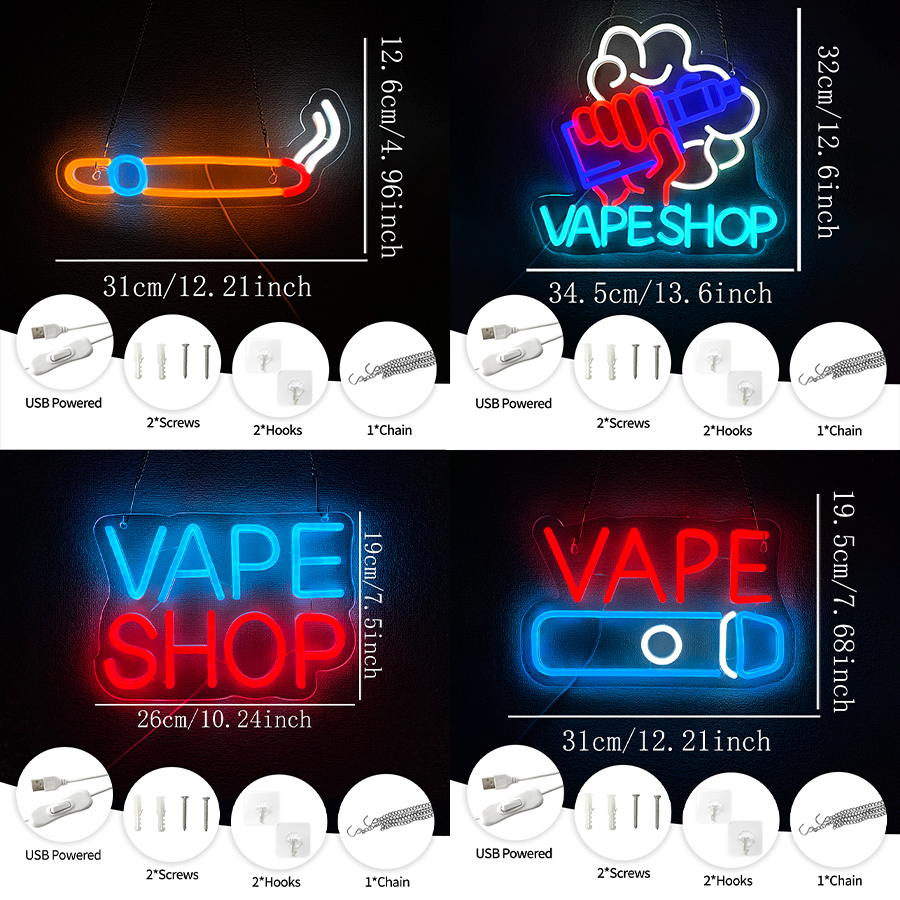 Smoke Series Neon Sign For Wal - Vaping Store ulasan dan harga